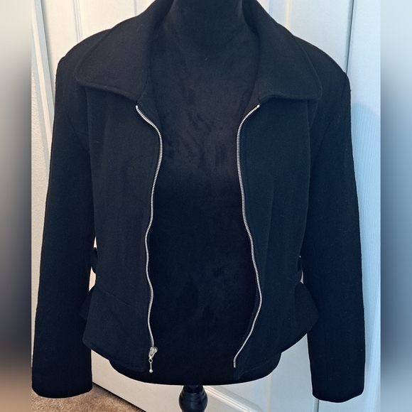 Vintage Black Wool Collared Zip Up Jacket    Size L - Picture 8 of 8